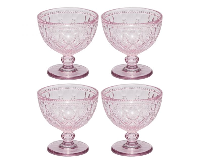 Taça c/04 Sobremesa Diamond Rosa
